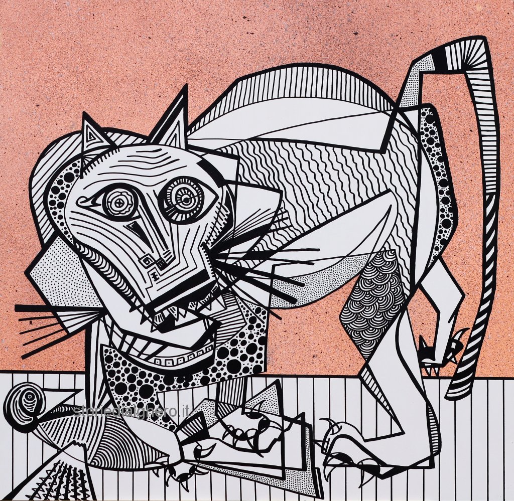 GATTO e UCCELLO 2015 acrilico su tavola (100 x 100 cm)